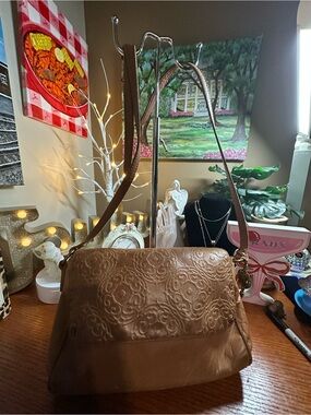The Sak Brown and Gold Zip-Accent Leather Crossbody